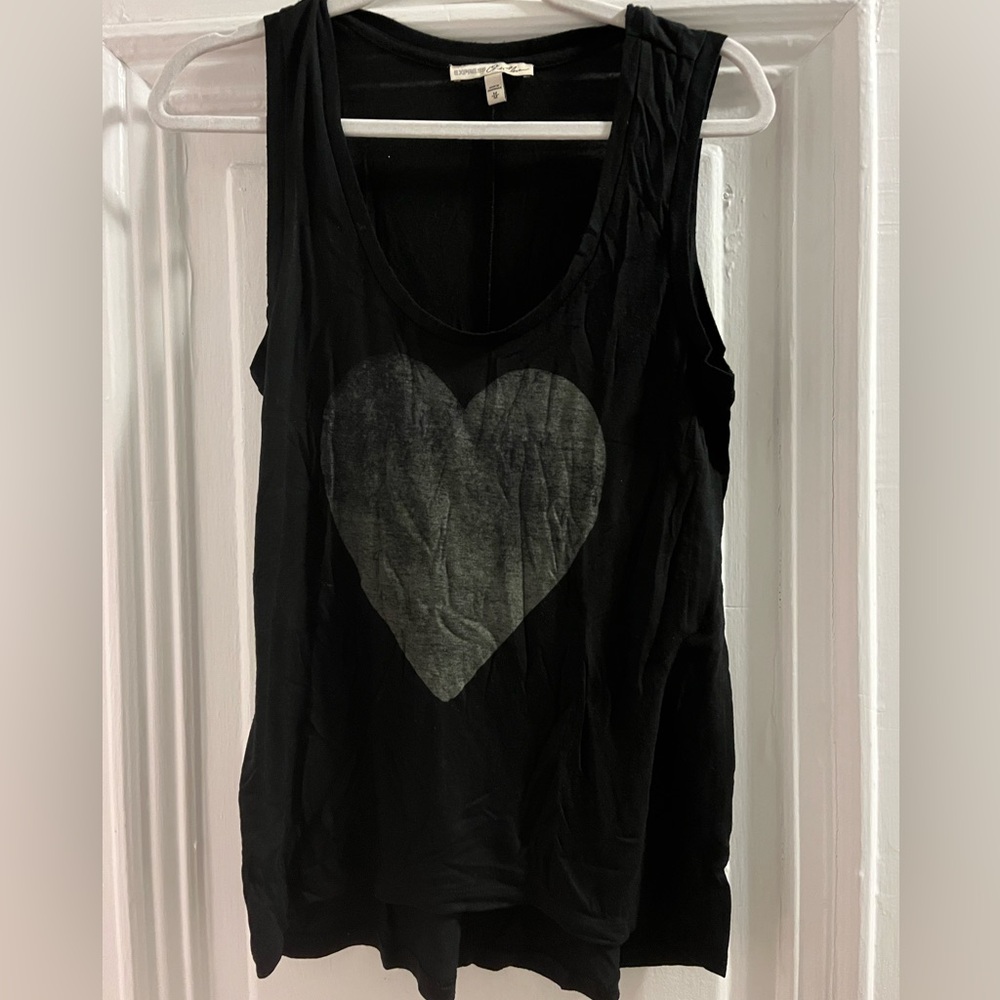 Express Black Heart Tank Top